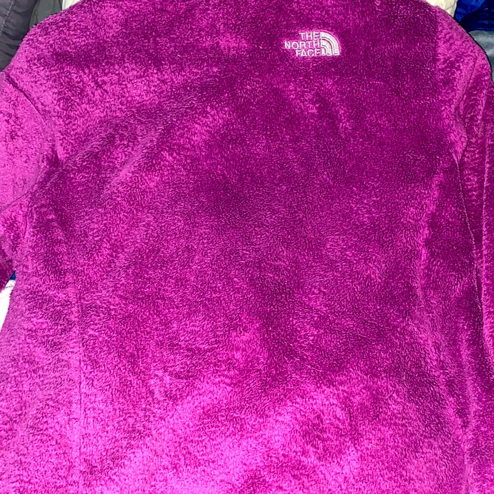 The North Face jacket with silver logo fuzzy style